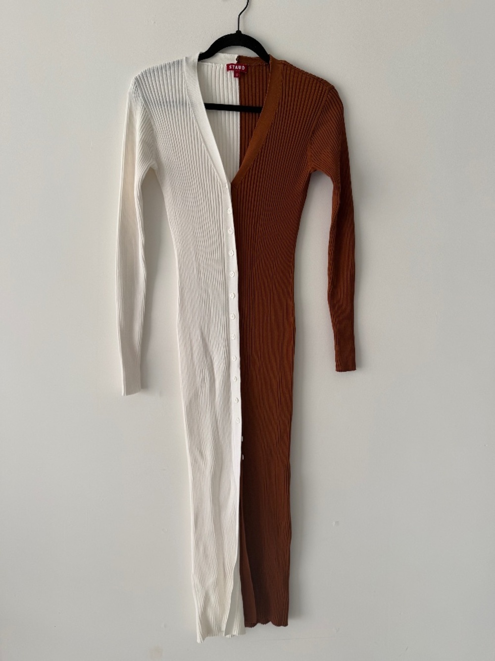 Staud Shoko ribbed color block midi dress